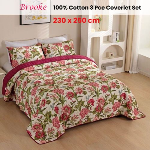 100% Cotton Lightly Quilted Coverlet Set Brooke Queen
