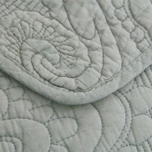 100% Cotton Lightly Quilted Coverlet Set Damask Grey