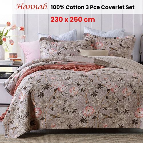 100% Cotton Lightly Quilted Coverlet Set Hannah Queen