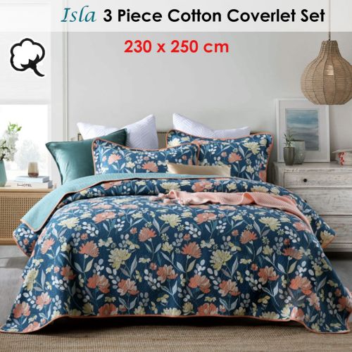 100% Cotton Lightly Quilted Coverlet Set Isla Queen