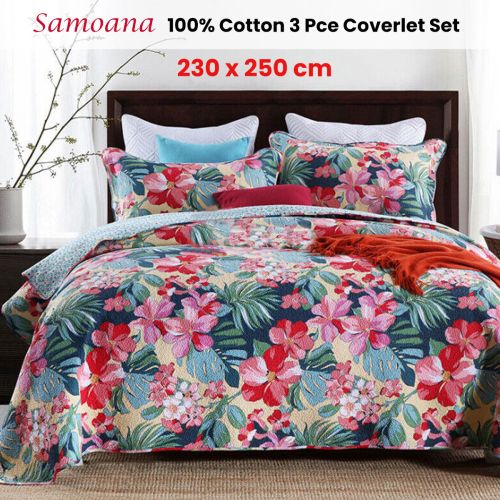 100% Cotton Lightly Quilted Coverlet Set Samoana Queen