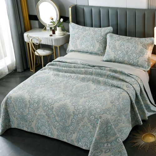 100% Cotton Lightly Quilted Coverlet Set Sienna Taupe Queen