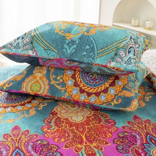 100% Cotton Lightly Quilted Coverlet Set Valencian Multi Queen