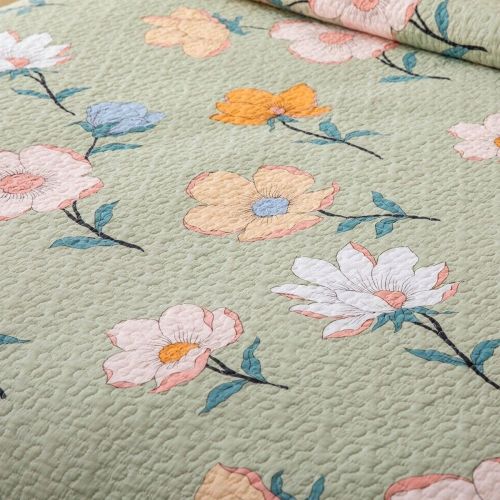 Bloomspace 100% Cotton Lightly Quilted Reversible Coverlet Set Single
