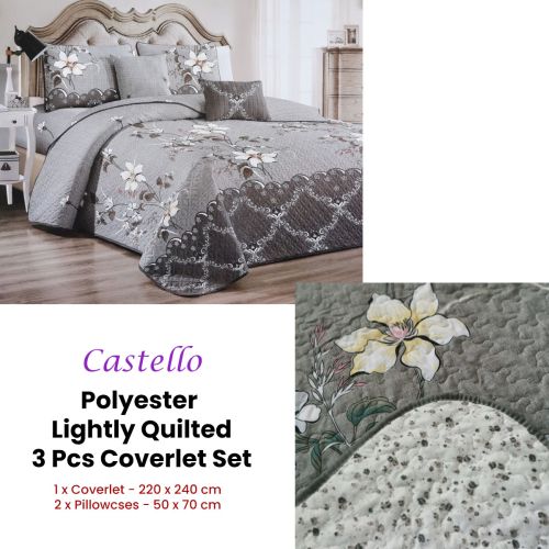 Castello 3 Pce Lightly Quilted Polyester Coverlet Set Queen