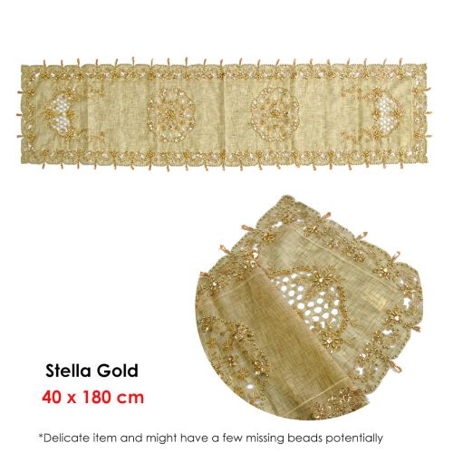Stella Beaded Table Runner Diamonte Sequin 40 x 180 cm