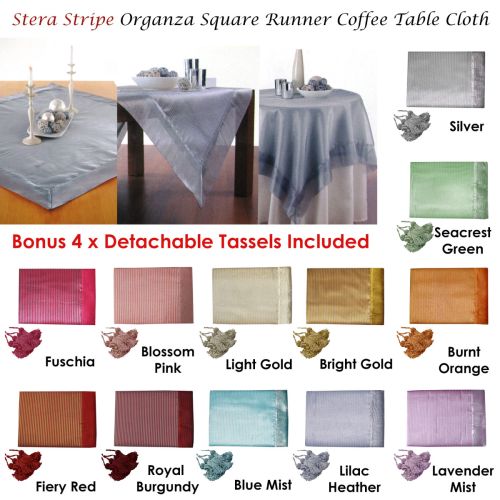 Stera Stripe Organza Square Coffee Tablecloth by Hoydu