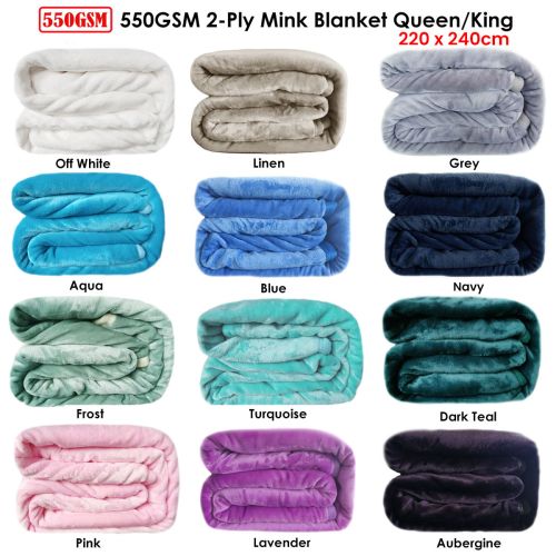 550GSM 2-Ply Mink Blanket Queen/King