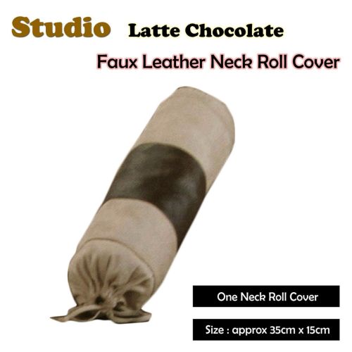 Studio Latte Chocolate Faux Leather - Neckroll Cover 35cm x 15cm