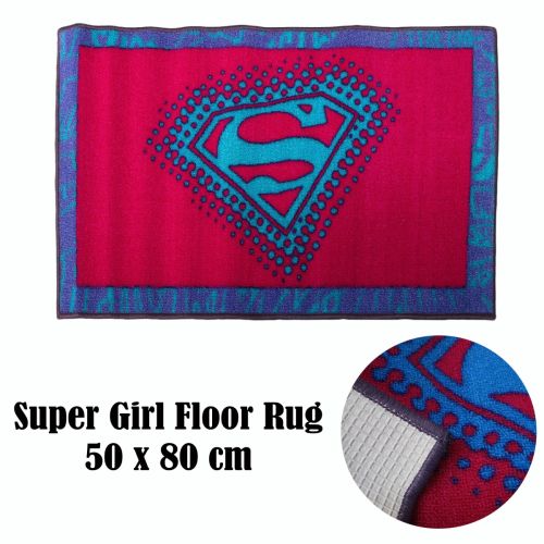 Super Girl Floor Rug with Non Slip Rubber backed 50 x 80 cm