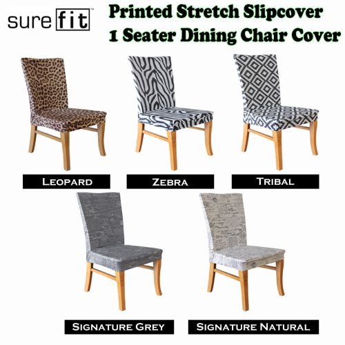 Printed Stretch Slipcover 1 Seater Dining Chair Covers Choose Your Design by Surefit