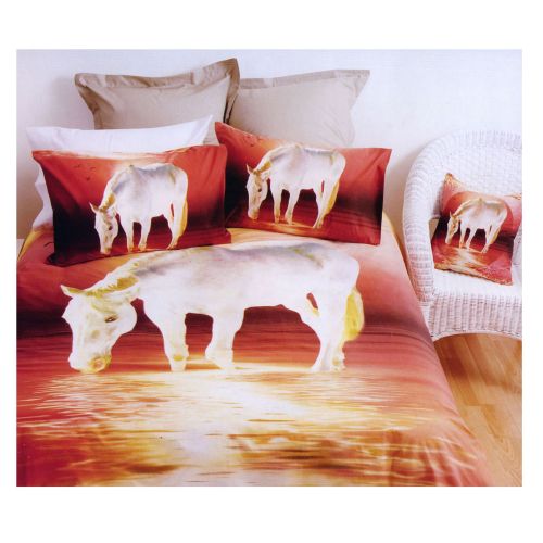 White Sunset Red Quilt Cover Set Queen by Just Home