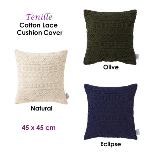 Tenille Cotton Lace Cushion Cover 45 x 45 cm by Vintage Design Homewares