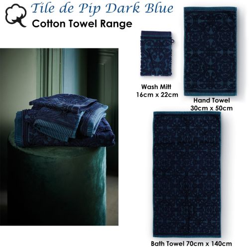 Tile de Pip Dark Blue Towel or Wash Mitt by PIP Studio