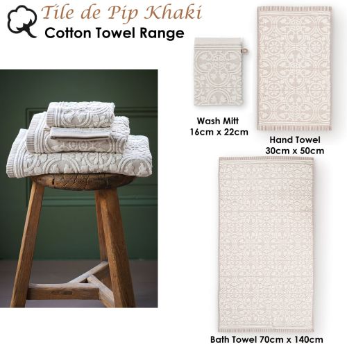 Tile de Pip Khaki Towel or Wash Mitt by PIP Studio