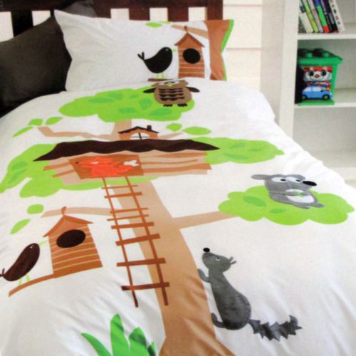 Tree House Embroidered Quilt Cover Set by Happy Kids