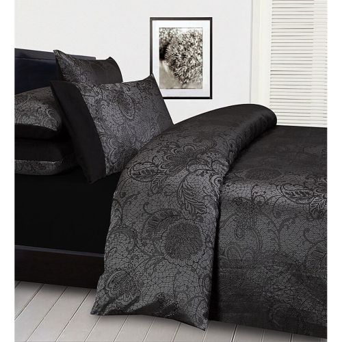 Trudie Black Jacquard Quilt Cover Set Single by Accessorize