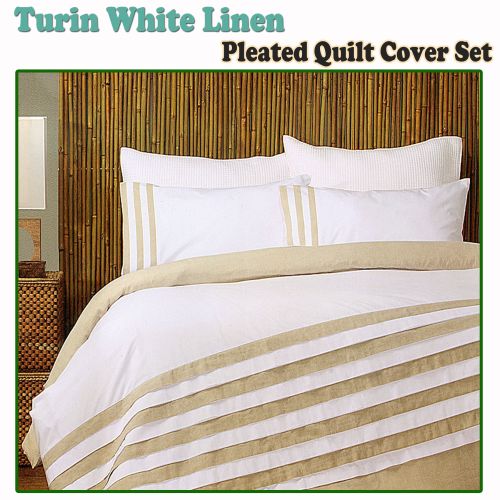 Turin White Linen Quilt Cover Set