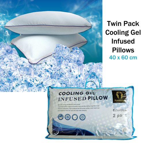 Twin Pack Cooling Gel Infused Pillows 40 x 60 cm by Ramesses