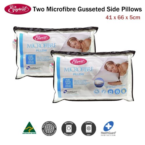 Two Microfibre Standard Gusseted Pillows 41 x 66 x 5 cm by Easyrest