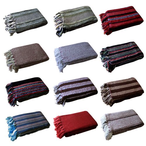 Liam Acrylic Knitted Throw Rug with Fringe 127 x 152 cm