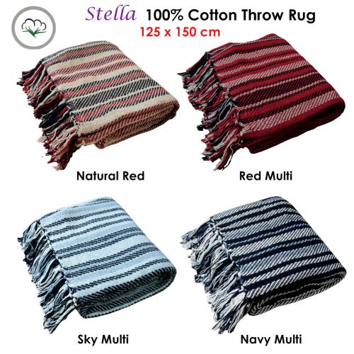 Stella 100% Cotton Knitted Throw Rug 125 x 150 cm