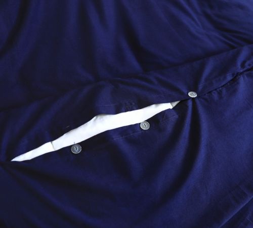 Elan Linen 100% Egyptian Cotton Vintage Washed 500TC Navy Blue King Single Quilt Cover Set