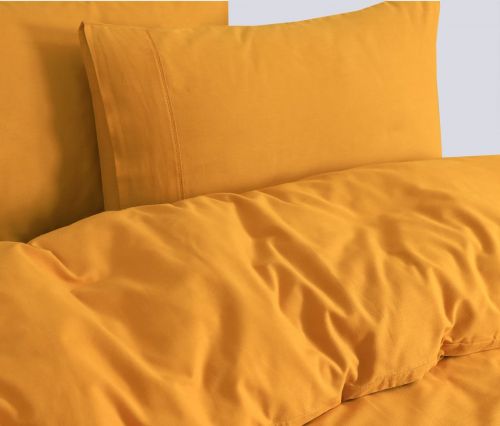 Elan Linen 100% Egyptian Cotton Vintage Washed 500TC Mustard Queen Quilt Cover Set