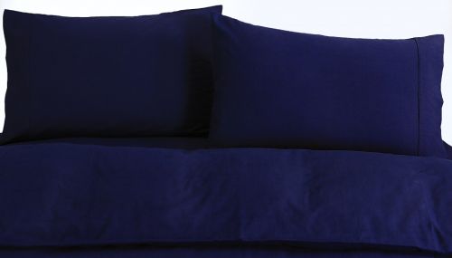 Elan Linen 100% Egyptian Cotton Vintage Washed 500TC Navy Blue Queen Quilt Cover Set
