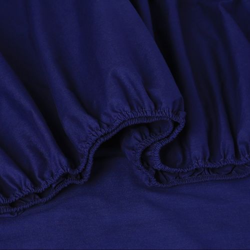 Elan Linen 100% Egyptian Cotton Vintage Washed 500TC Navy Blue Queen Bed Sheets Set