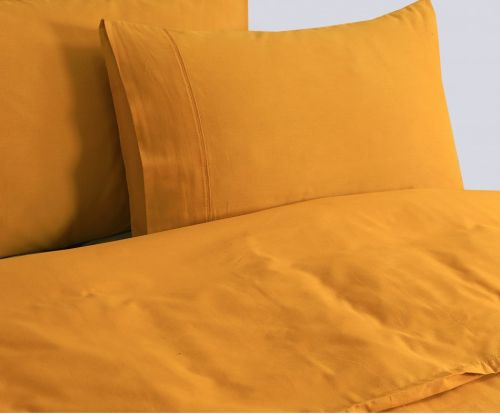 Elan Linen 100% Egyptian Cotton Vintage Washed 500TC Mustard Super King Quilt Cover Set