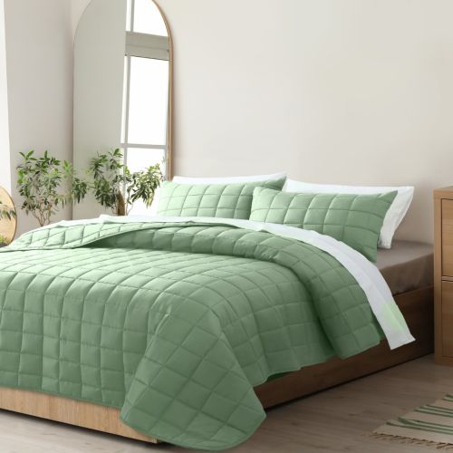 Royal Comfort Coverlet Set Bedspread Soft Touch Easy Care Breathable 3 Piece Set - Queen - Sage