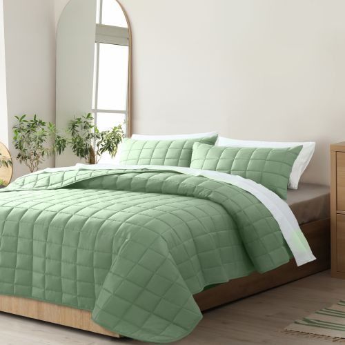 Royal Comfort Coverlet Set Bedspread Soft Touch Easy Care Breathable 3 Piece Set - King - Sage