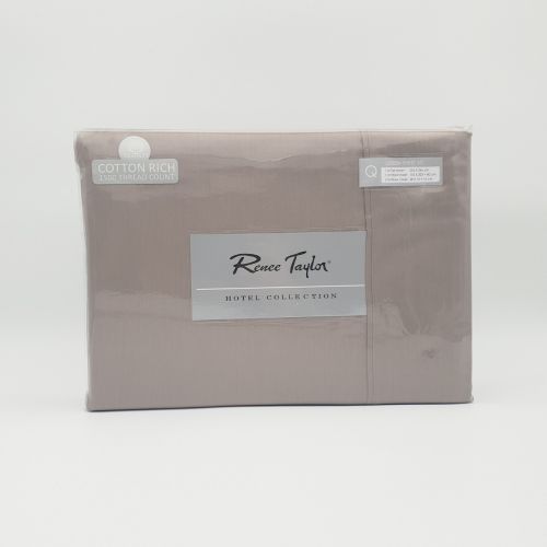 Renee Taylor 1500 Thread Count Pure Soft Cotton Blend Flat & Fitted Sheet Set Stone King