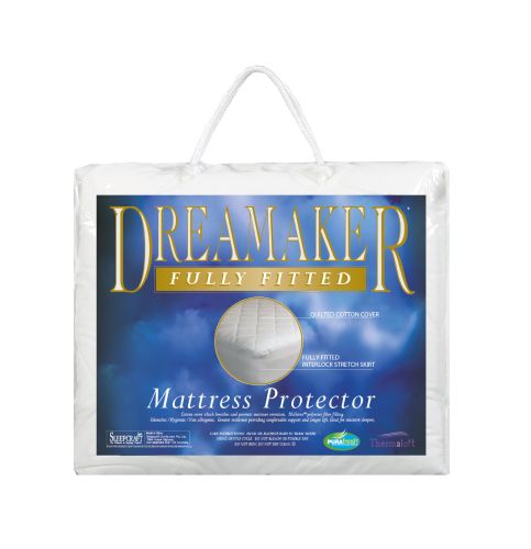 Dreamaker Thermaloft Cotton Covered Fitted Mattress Protector Queen Bed