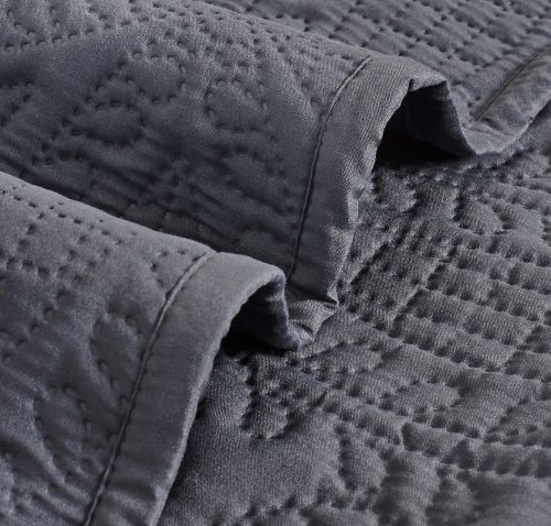Lisbon Quilted 3 Pieces Embossed Coverlet Set-queen/king charcoal