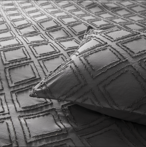 Tufted ultra soft microfiber quilt cover set-super king smoke