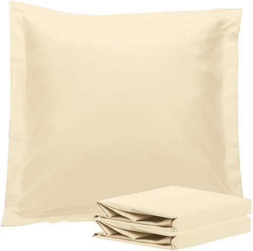 1000TC Premium Ultra Soft European Pillowcases 2-Pack Yellow Cream