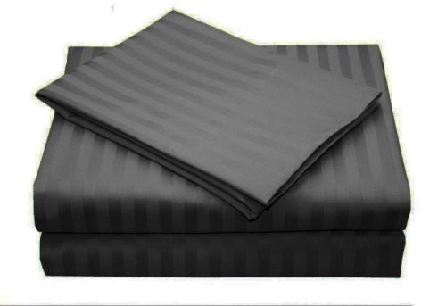 1000TC Ultra Soft Striped King Size Charcoal Duvet Quilt Cover Set