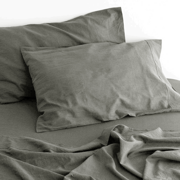 luxurious linen cotton sheet set 1 queen grey
