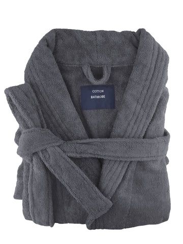 small medium egyptian cotton terry toweling bathrobe charcoal