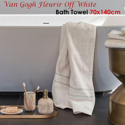 Van Gogh Fleurir Off White Bath Towel 70x140cm by Bedding House