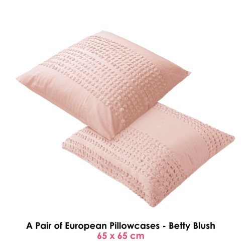 One Pair of Betty Blush European Pillowcases by Vintage Design Homewares