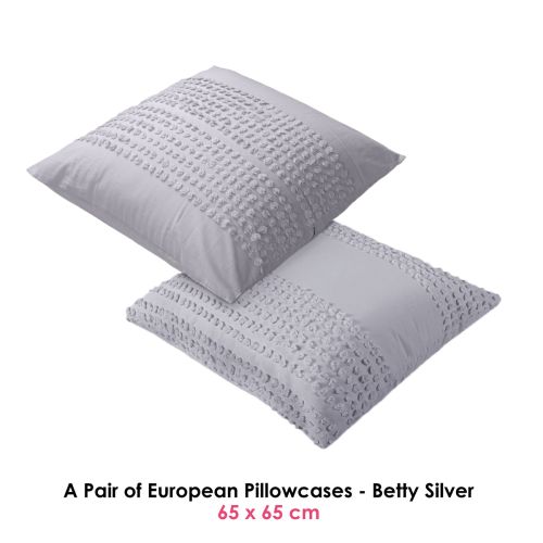 One Pair of Betty Silver European Pillowcases by Vintage Design Homewares