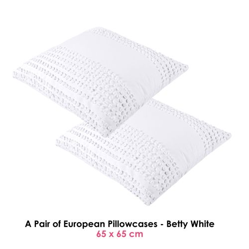 One Pair of Betty White European Pillowcases by Vintage Design Homewares