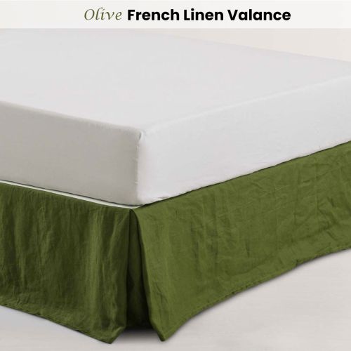 Olive French Linen Valance by Vintage Design Homewares