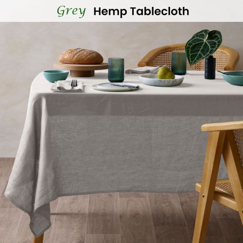 Grey Hemp Tablecloth by Vintage Design Homewares