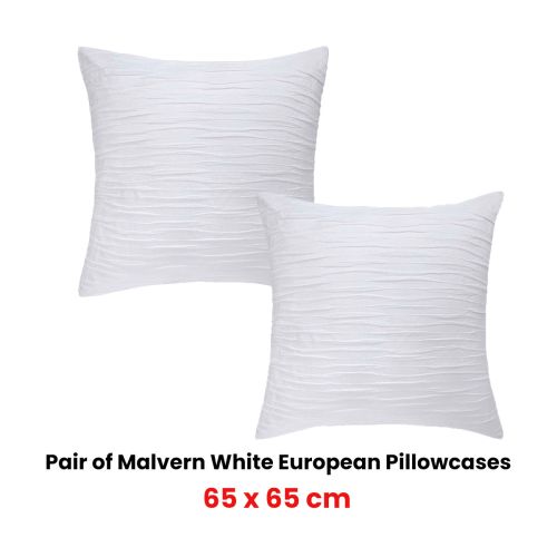 Pair of Malvern White Cotton European Pillowcases by Vintage Design Homewares