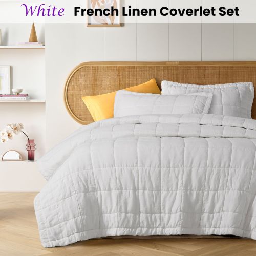 White French Linen Coverlet Set by Vintage Design Homewares