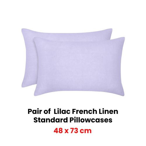 Pair of Lilac French Linen Standard Pillowcases by Vintage Design Homewares